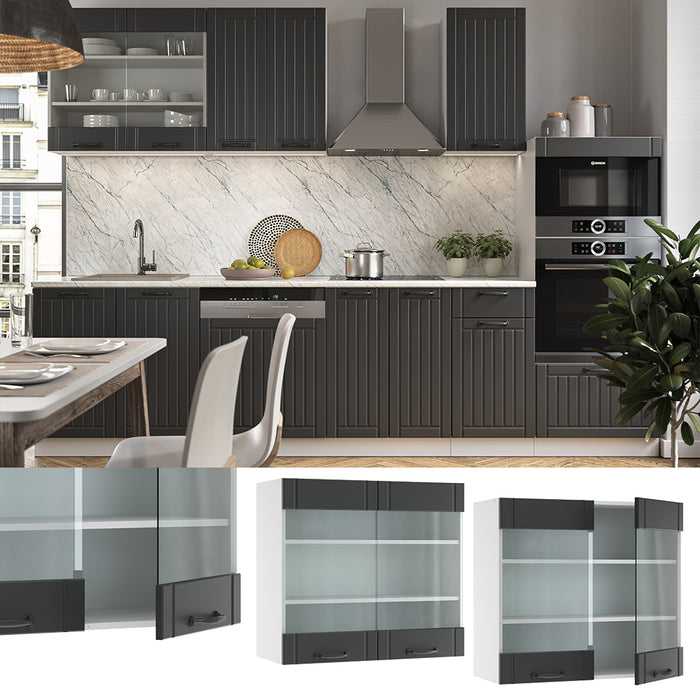 Vicco Mobile da cucina in vetro Antracite casa di campagna 80 cm