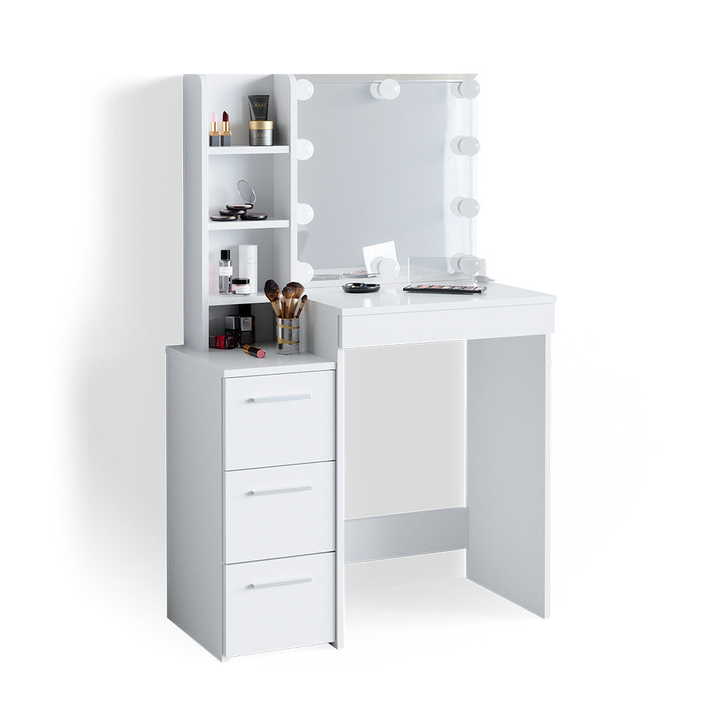 Vicco Tavolo da toeletta Bianco 40 cm con illuminazione a LED