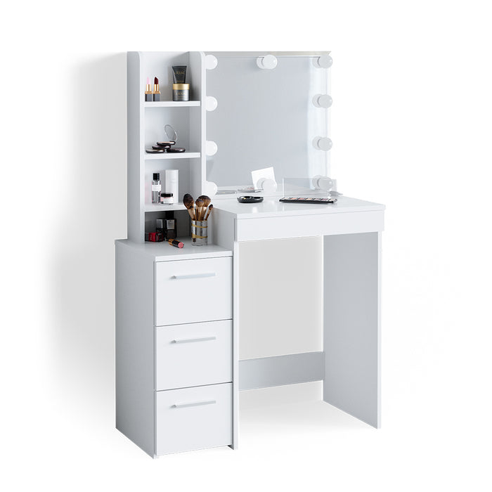 Vicco Tavolo da toeletta Bianco 40 cm con illuminazione a LED