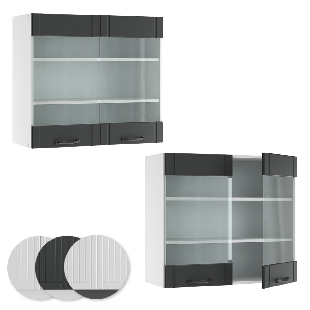 Vicco Mobile da cucina in vetro Antracite casa di campagna 80 cm