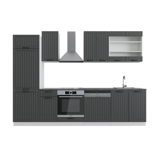 Vicco Cucina componibile Antracite casa di campagna/bianco 300 cm senza piano di lavoro