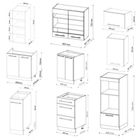 Vicco Cucina componibile Antracite lucido/oro power oak 280 cm , PL Rovere