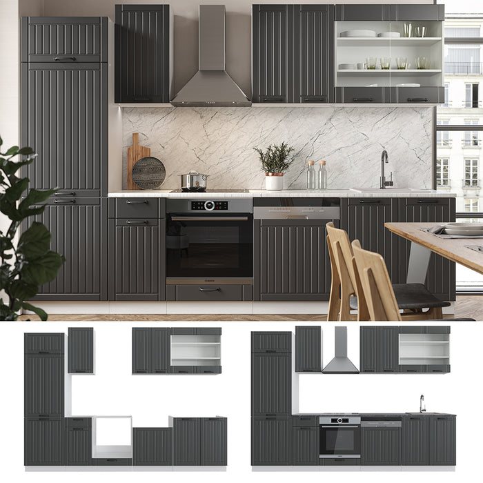 Vicco Cucina componibile Antracite casa di campagna/bianco 300 cm , PL Rovere