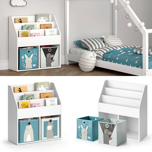 Vicco Libreria bambini Bianco 30.7 x 79 cm con 2 scatole pieghevoli opt.6