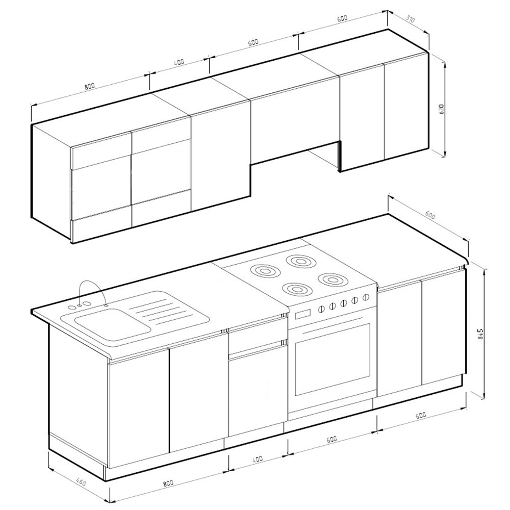 Vicco Cucina componibile Quercia dorata/antracite 240 cm