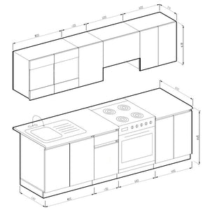 Vicco Cucina componibile Quercia dorata/antracite 240 cm