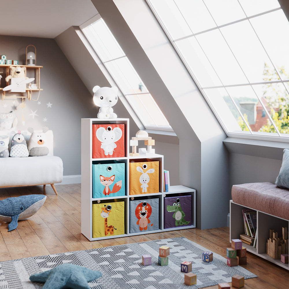 Vicco Scaffale per scale Bianco 107.2 x 107.8 cm con scatole pieghevoli opt.1