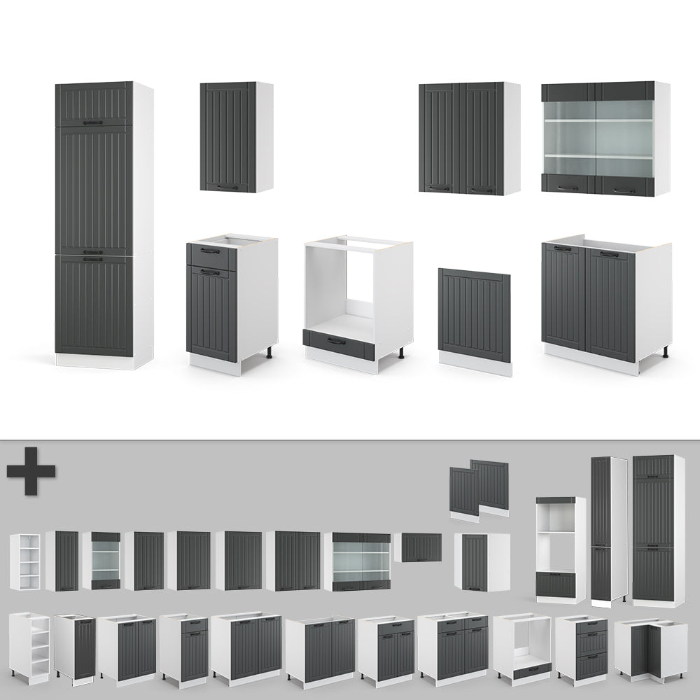 Vicco Cucina componibile Antracite casa di campagna/bianco 300 cm , PL Antracite