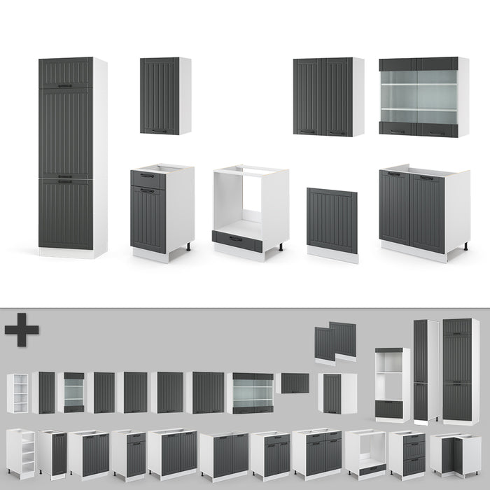 Vicco Cucina componibile Antracite casa di campagna/bianco 300 cm , PL Antracite