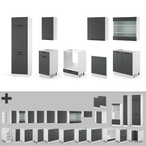 Vicco Cucina componibile Antracite casa di campagna/bianco 300 cm senza piano di lavoro