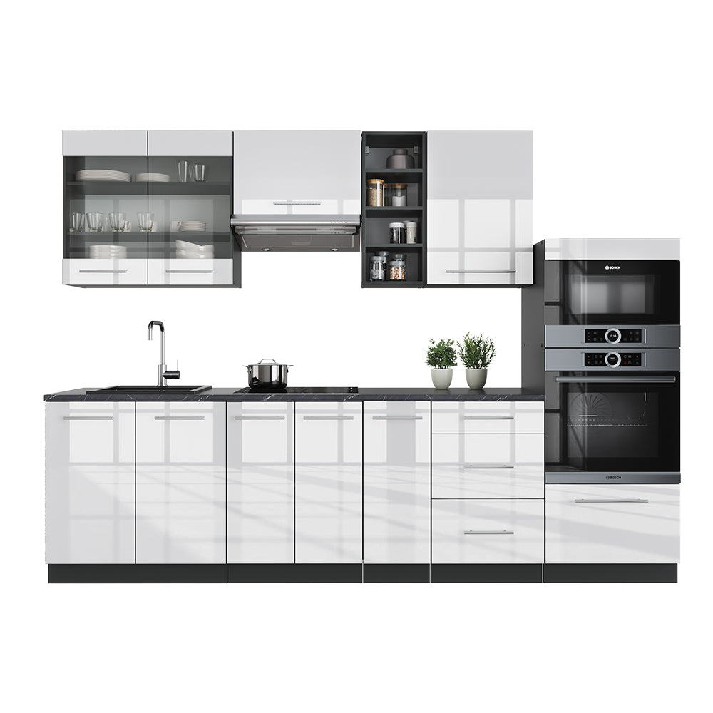 Vicco Cucina componibile Bianco lucido/antracite 280 cm , PL Antracite