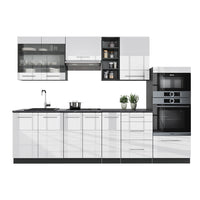 Vicco Cucina componibile Bianco lucido/antracite 280 cm senza piano di lavoro
