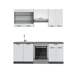 Vicco Cucina componibile Bianco casa di campagna/antracite 200 cm senza piano di lavoro