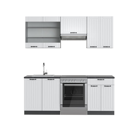 Vicco Cucina componibile Bianco casa di campagna/antracite 200 cm senza piano di lavoro
