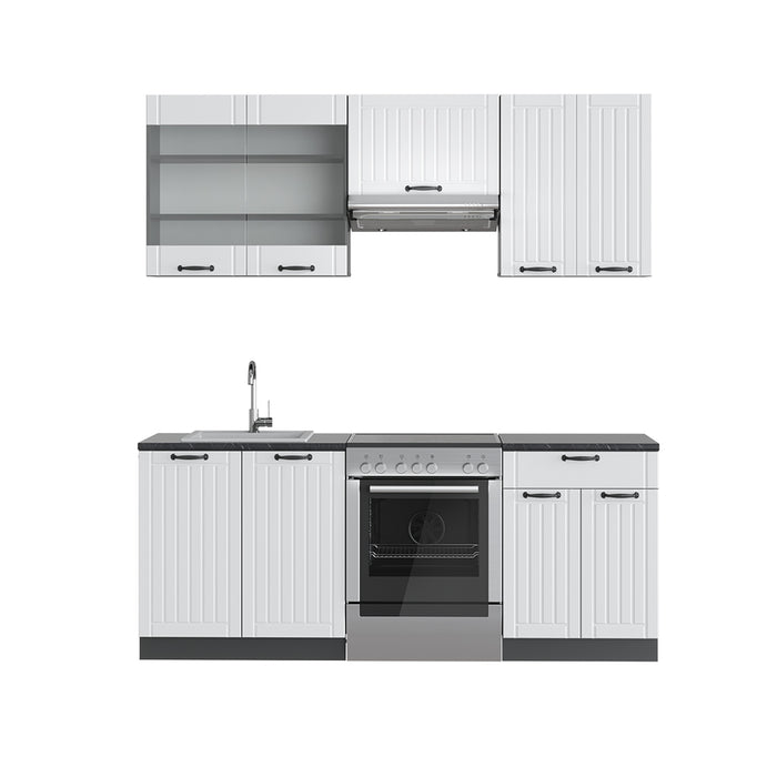 Vicco Cucina componibile Bianco casa di campagna/antracite 200 cm senza piano di lavoro