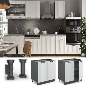 Vicco Mobile lavello cucina Bianco casa di campagna 80 cm con ripiano, PL Antracite