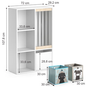 Vicco Libreria bambini Bianco 29.2 x 107.8 cm con 2 scatole pieghevoli opt.4