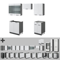 Vicco Cucina componibile Bianco casa di campagna/antracite 200 cm senza piano di lavoro