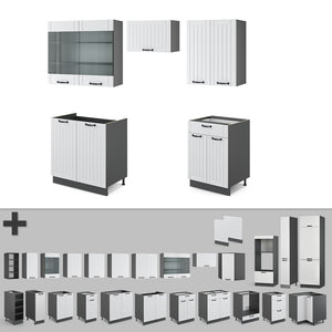 Vicco Cucina componibile Bianco casa di campagna/antracite 200 cm , PL Rovere