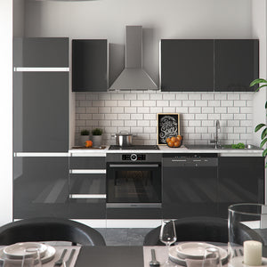 Vicco Cucina componibile Antracite lucido 270 cm senza piano di lavoro, senza maniglie