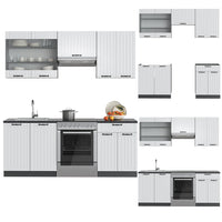 Vicco Cucina componibile Bianco casa di campagna/antracite 200 cm senza piano di lavoro