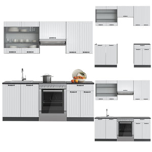 Vicco Cucina componibile Bianco casa di campagna/antracite 200 cm senza piano di lavoro