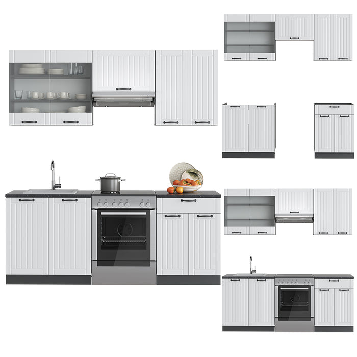 Vicco Cucina componibile Bianco casa di campagna/antracite 200 cm senza piano di lavoro