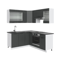 Vicco Cucina angolare completa Antracite casa di campagna/bianco 160 x 60 cm senza piano di lavoro