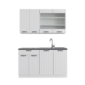 Vicco Cucina completa Casa di campagna bianca/bianco 140 cm senza piano di lavoro