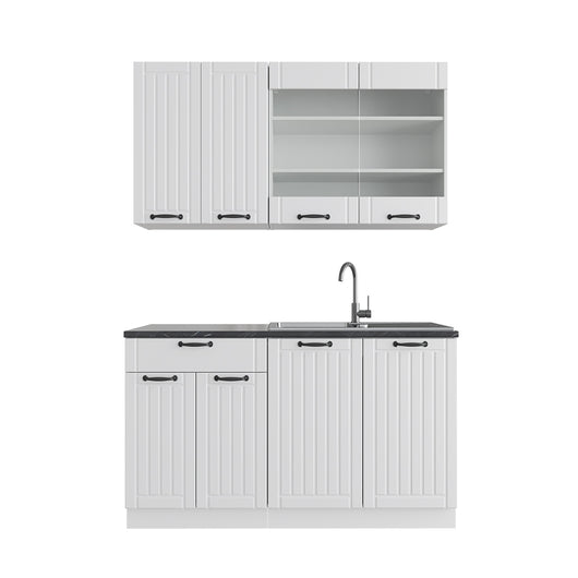 Vicco Cucina completa Casa di campagna bianca/bianco 140 cm senza piano di lavoro