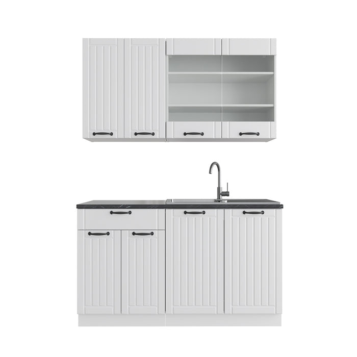 Vicco Cucina completa Casa di campagna bianca/bianco 140 cm senza piano di lavoro