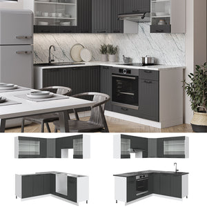 Vicco Cucina angolare completa Antracite casa di campagna/bianco 160 x 190 cm , PL Rovere