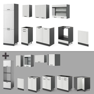 Vicco Cucina componibile Bianco casa di campagna/antracite 300 cm , PL Marmo
