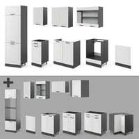 Vicco Cucina componibile Bianco casa di campagna/antracite 300 cm , PL Rovere
