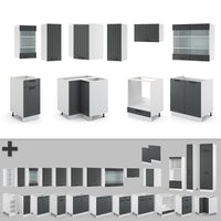 Vicco Cucina angolare completa Antracite casa di campagna/bianco 160 x 60 cm senza piano di lavoro