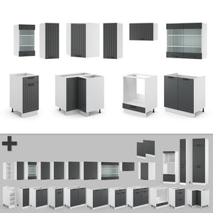 Vicco Cucina angolare completa Antracite casa di campagna/bianco 160 x 190 cm , PL Antracite