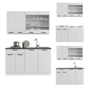 Vicco Cucina completa Casa di campagna bianca/bianco 140 cm , PL Marmo