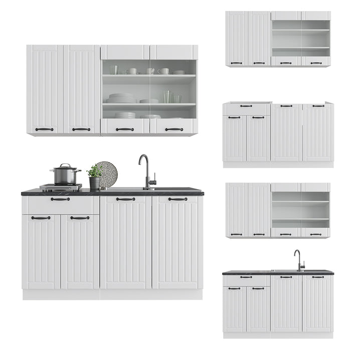 Vicco Cucina completa Casa di campagna bianca/bianco 140 cm , PL Marmo