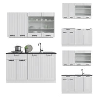 Vicco Cucina completa Casa di campagna bianca/bianco 140 cm senza piano di lavoro
