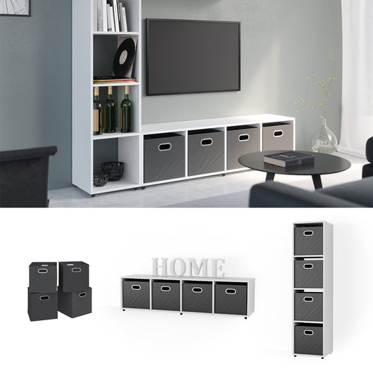 Vicco Divisorio per ambienti Bianco 142.5 x 36.2 cm con 2 scatole pieghevoli