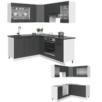 Vicco Cucina angolare completa Antracite casa di campagna/bianco 160 x 60 cm senza piano di lavoro