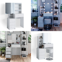 Vicco Tavolo da toeletta Bianco 36 cm con illuminazione a LED