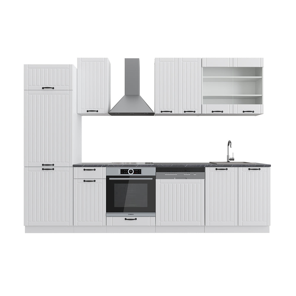 Vicco Cucina componibile Casa di campagna bianca/bianco 300 cm senza piano di lavoro