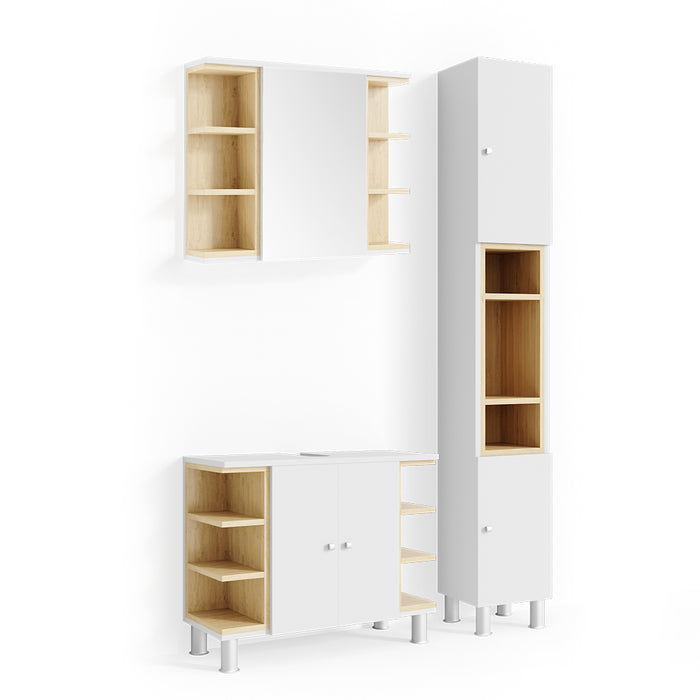 Vicco Set mobili bagno Bianco 3 parti, con colonna