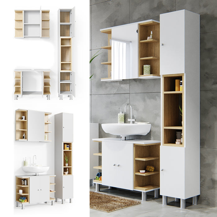 Vicco Set mobili bagno Bianco 3 parti, con colonna