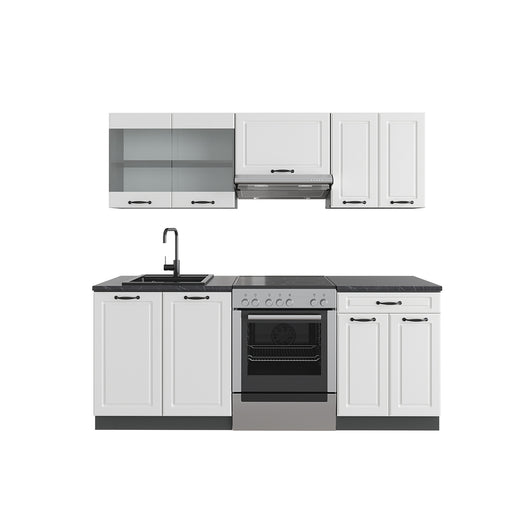 Vicco Cucina componibile Bianco casa di campagna/antracite 200 cm senza piano di lavoro