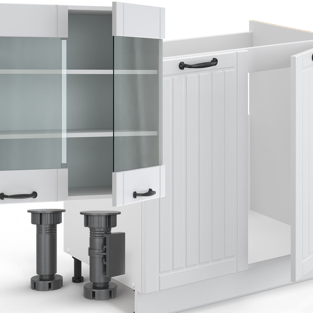 Vicco Cucina componibile Casa di campagna bianca/bianco 300 cm senza piano di lavoro