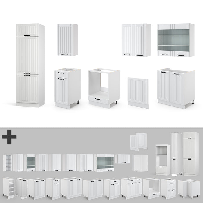 Vicco Cucina componibile Casa di campagna bianca/bianco 300 cm , PL Antracite