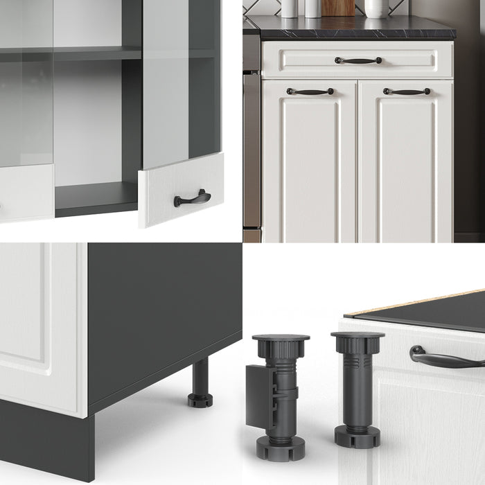 Vicco Cucina componibile Bianco casa di campagna/antracite 200 cm , PL Marmo