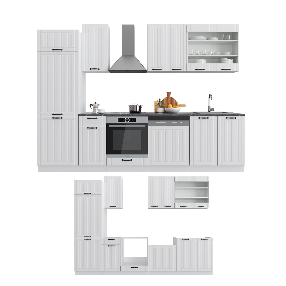 Vicco Cucina componibile Casa di campagna bianca/bianco 300 cm senza piano di lavoro